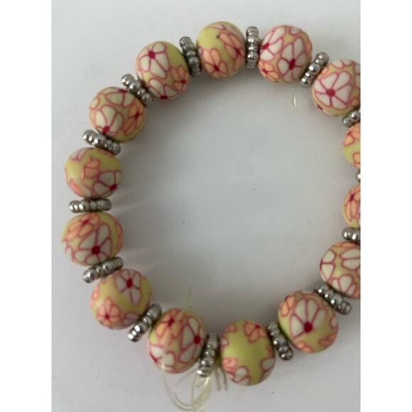 flower fimo clay bead bracelet - Picture 2 of 4